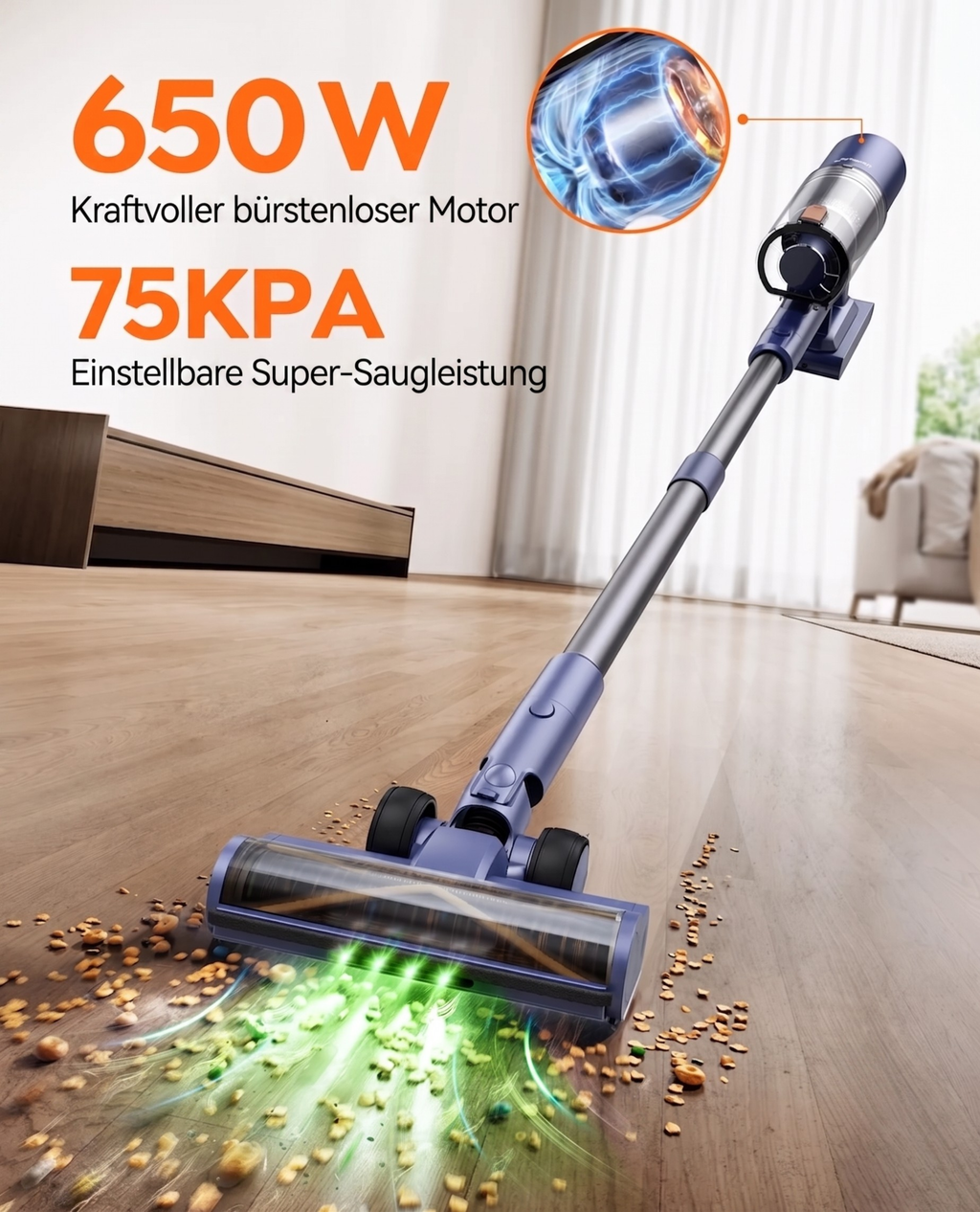 Laresar V11 - 650W 75 kPa kabelloser Staubsauger